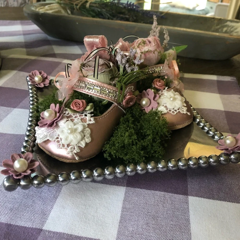 Floral Decorated Baby Shoes